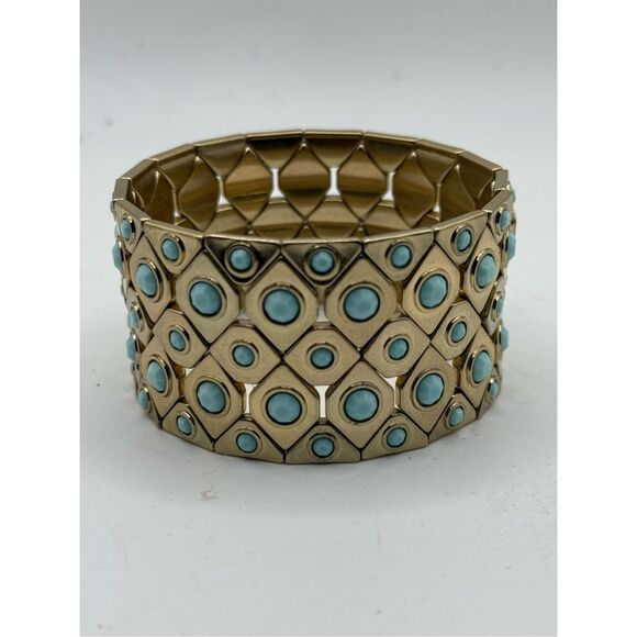 Premier Designs Kathleen Fitzpatrick Green Resin Cuff Stretch Fashion Bracelet - Picture 3 of 8